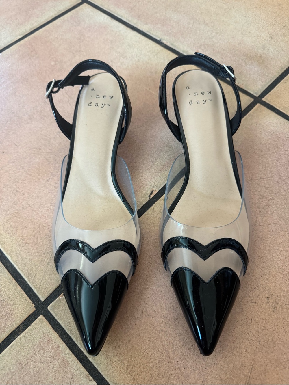 a new day Eleanor Heart Slingback heels - A New Day Black